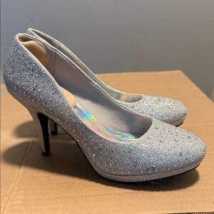 Elegant Silver Glitter Heels
